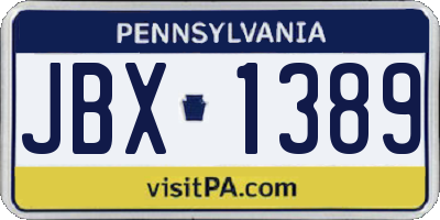 PA license plate JBX1389