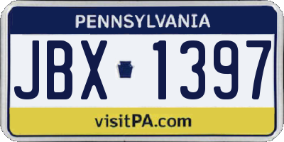 PA license plate JBX1397