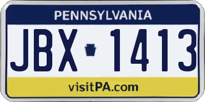 PA license plate JBX1413