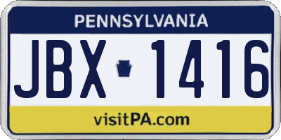 PA license plate JBX1416