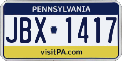 PA license plate JBX1417