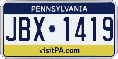 PA license plate JBX1419