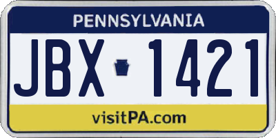 PA license plate JBX1421
