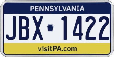 PA license plate JBX1422