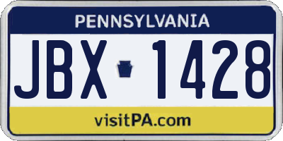 PA license plate JBX1428