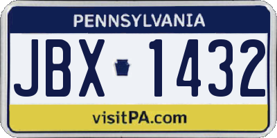 PA license plate JBX1432