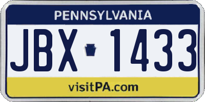 PA license plate JBX1433