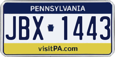 PA license plate JBX1443