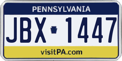 PA license plate JBX1447