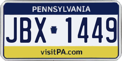 PA license plate JBX1449