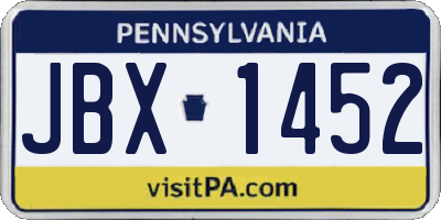 PA license plate JBX1452