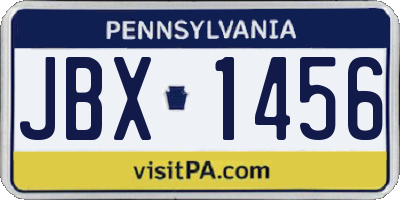 PA license plate JBX1456