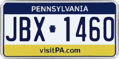 PA license plate JBX1460