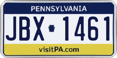 PA license plate JBX1461