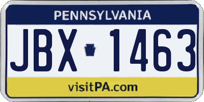 PA license plate JBX1463