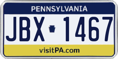 PA license plate JBX1467