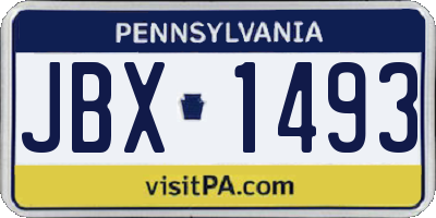 PA license plate JBX1493