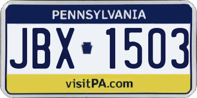 PA license plate JBX1503
