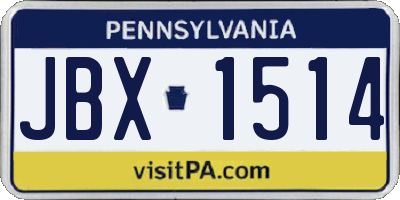 PA license plate JBX1514