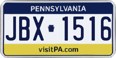 PA license plate JBX1516
