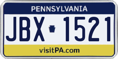 PA license plate JBX1521