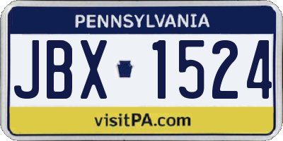 PA license plate JBX1524