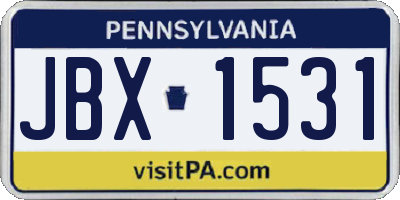 PA license plate JBX1531