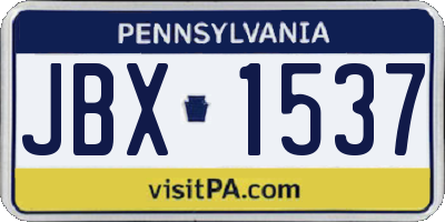 PA license plate JBX1537