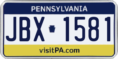 PA license plate JBX1581