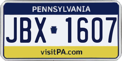 PA license plate JBX1607