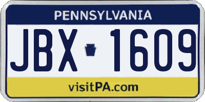 PA license plate JBX1609