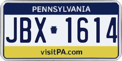 PA license plate JBX1614