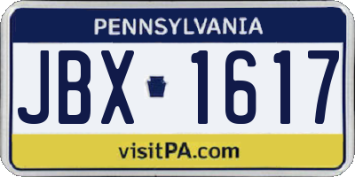 PA license plate JBX1617
