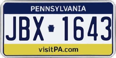 PA license plate JBX1643