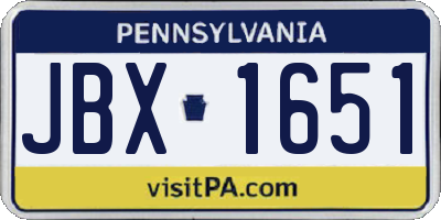 PA license plate JBX1651