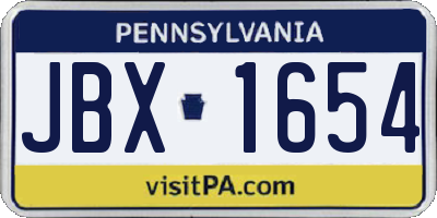 PA license plate JBX1654