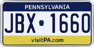 PA license plate JBX1660