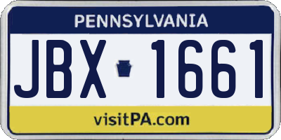 PA license plate JBX1661