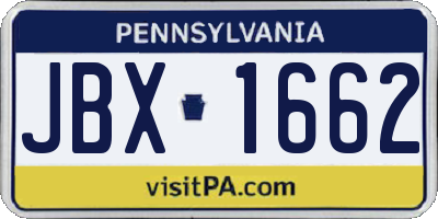 PA license plate JBX1662