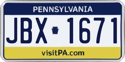 PA license plate JBX1671
