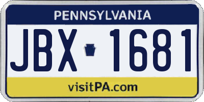 PA license plate JBX1681