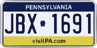 PA license plate JBX1691