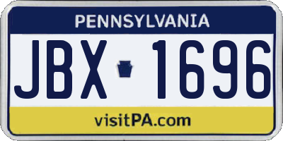 PA license plate JBX1696