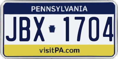 PA license plate JBX1704