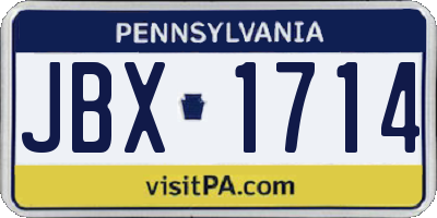 PA license plate JBX1714