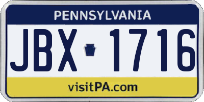 PA license plate JBX1716