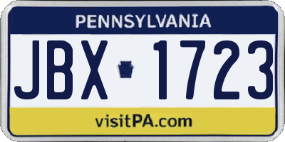 PA license plate JBX1723