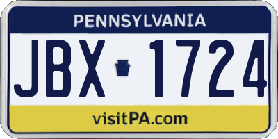 PA license plate JBX1724