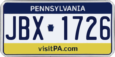 PA license plate JBX1726