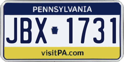 PA license plate JBX1731